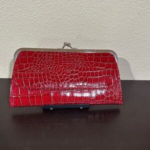 New Red Crocodile Embossed Clutch